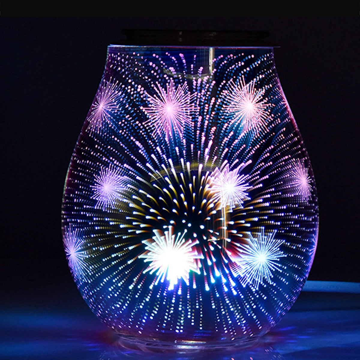 3D Glass Electric Aromatherapy Lamp Firework Pattern Colorful Lights Home Aromatherapy Machine