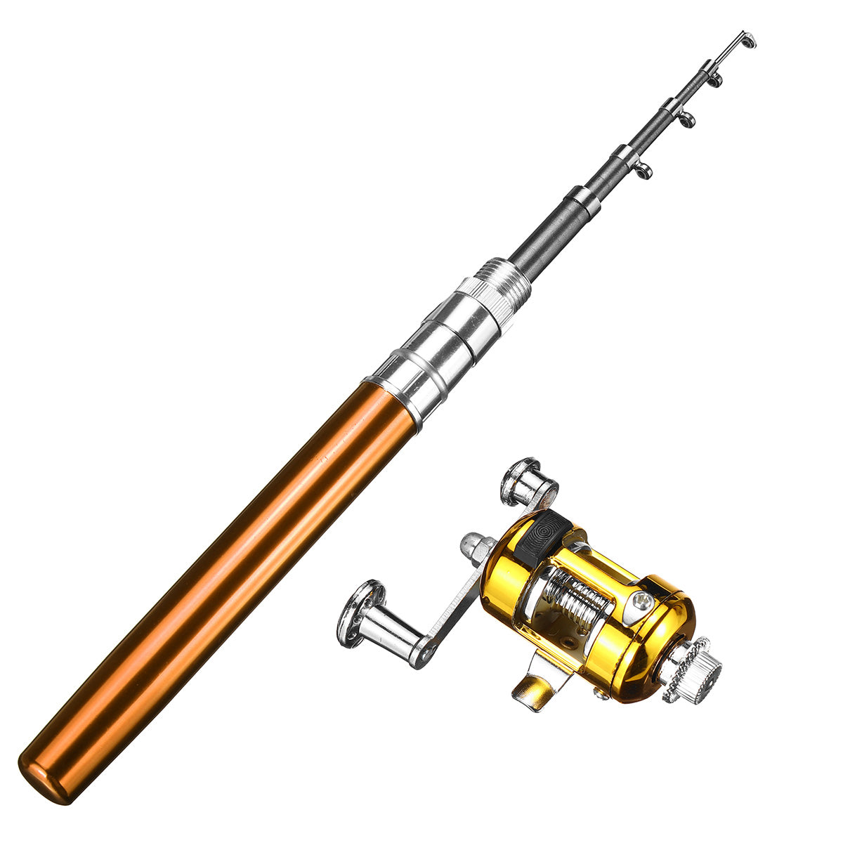 LEO Y4515 Portable Mini Telescopic Pocket Pen Fish Rod Aluminum Alloy Lightweighted Fishing Rod   Fishing Reel