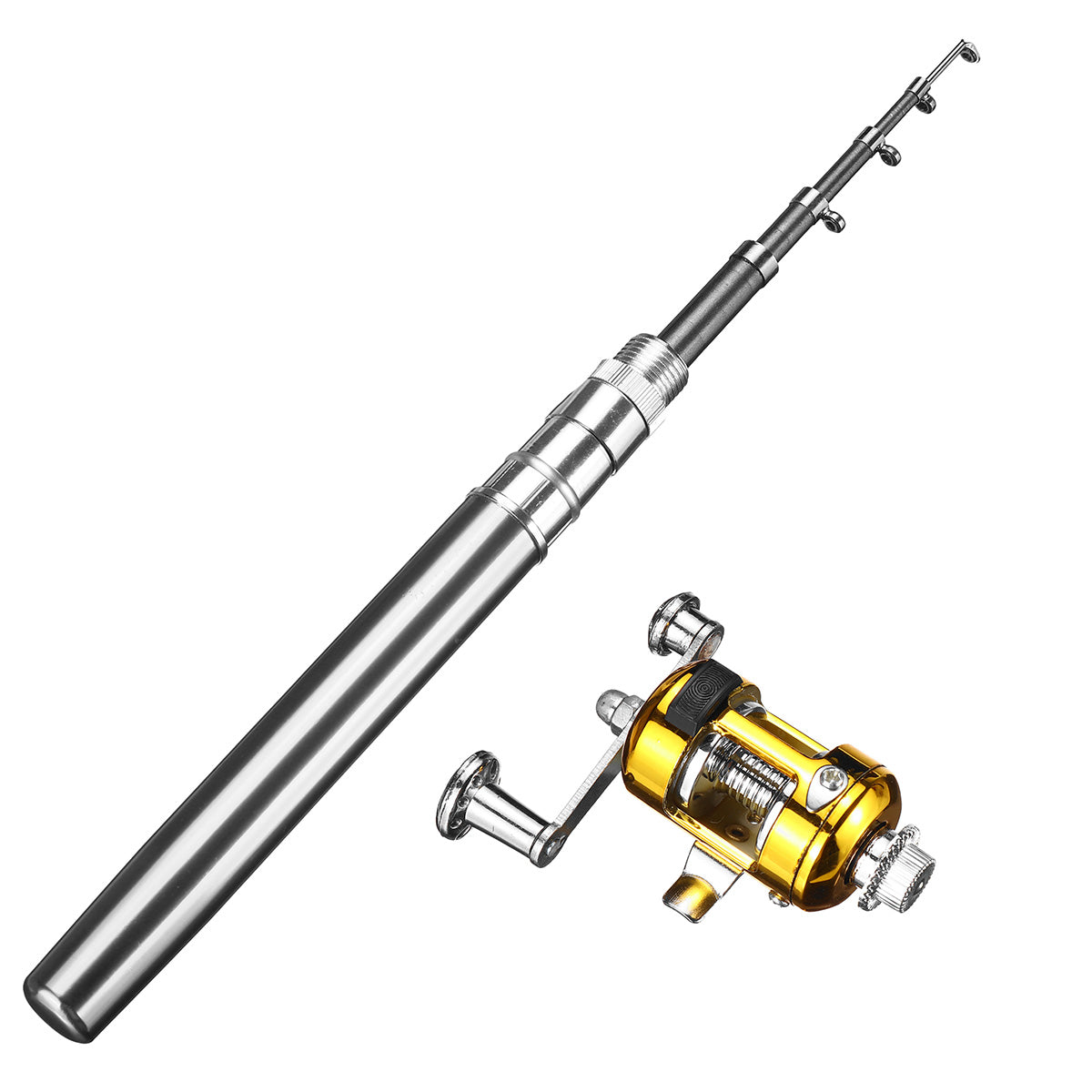 LEO Y4515 Portable Mini Telescopic Pocket Pen Fish Rod Aluminum Alloy Lightweighted Fishing Rod   Fishing Reel