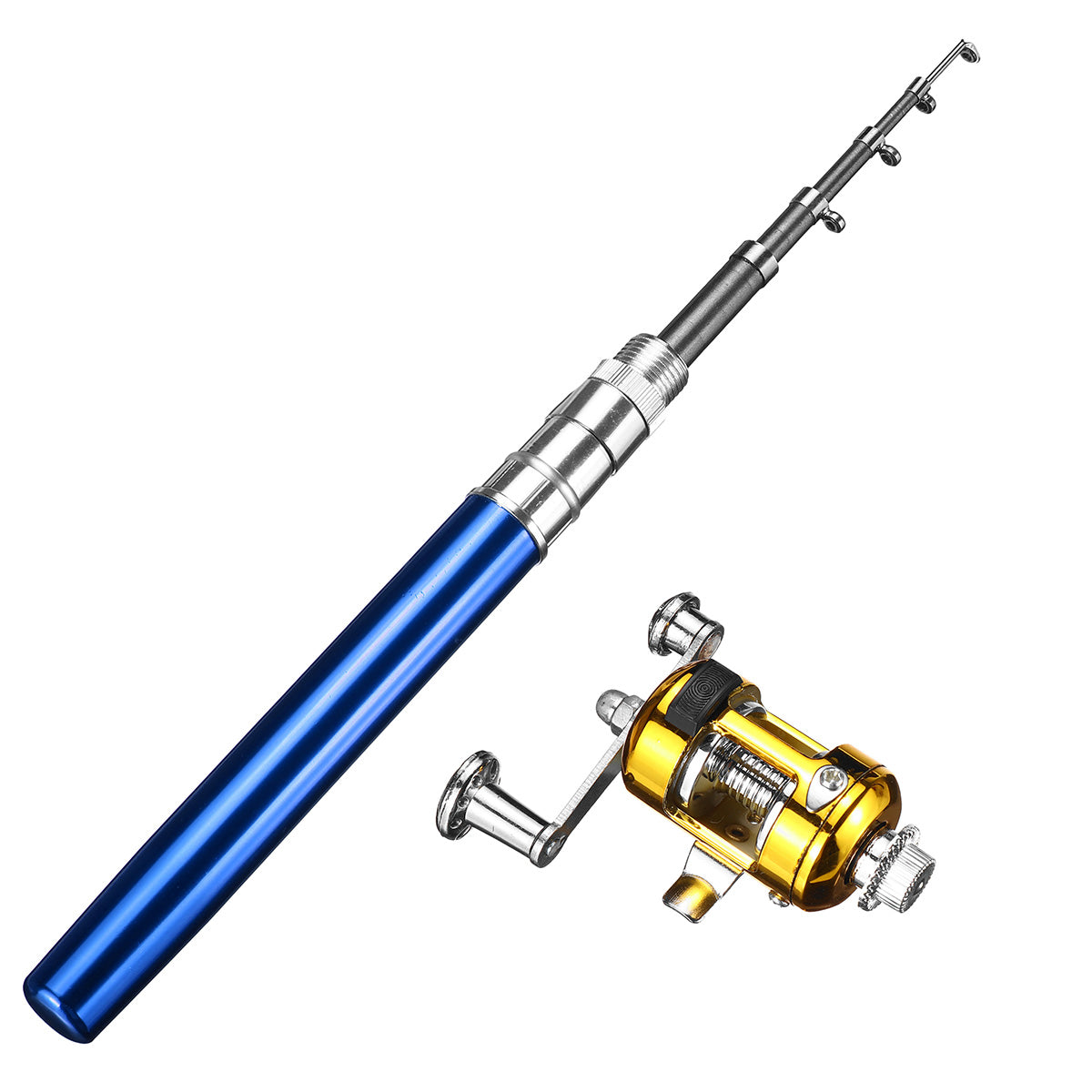 LEO Y4515 Portable Mini Telescopic Pocket Pen Fish Rod Aluminum Alloy Lightweighted Fishing Rod   Fishing Reel