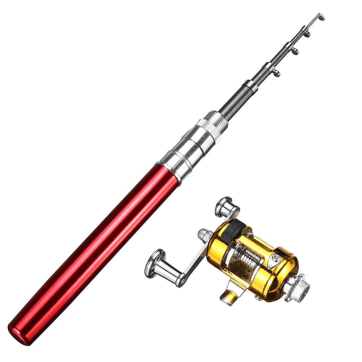LEO Y4515 Portable Mini Telescopic Pocket Pen Fish Rod Aluminum Alloy Lightweighted Fishing Rod   Fishing Reel