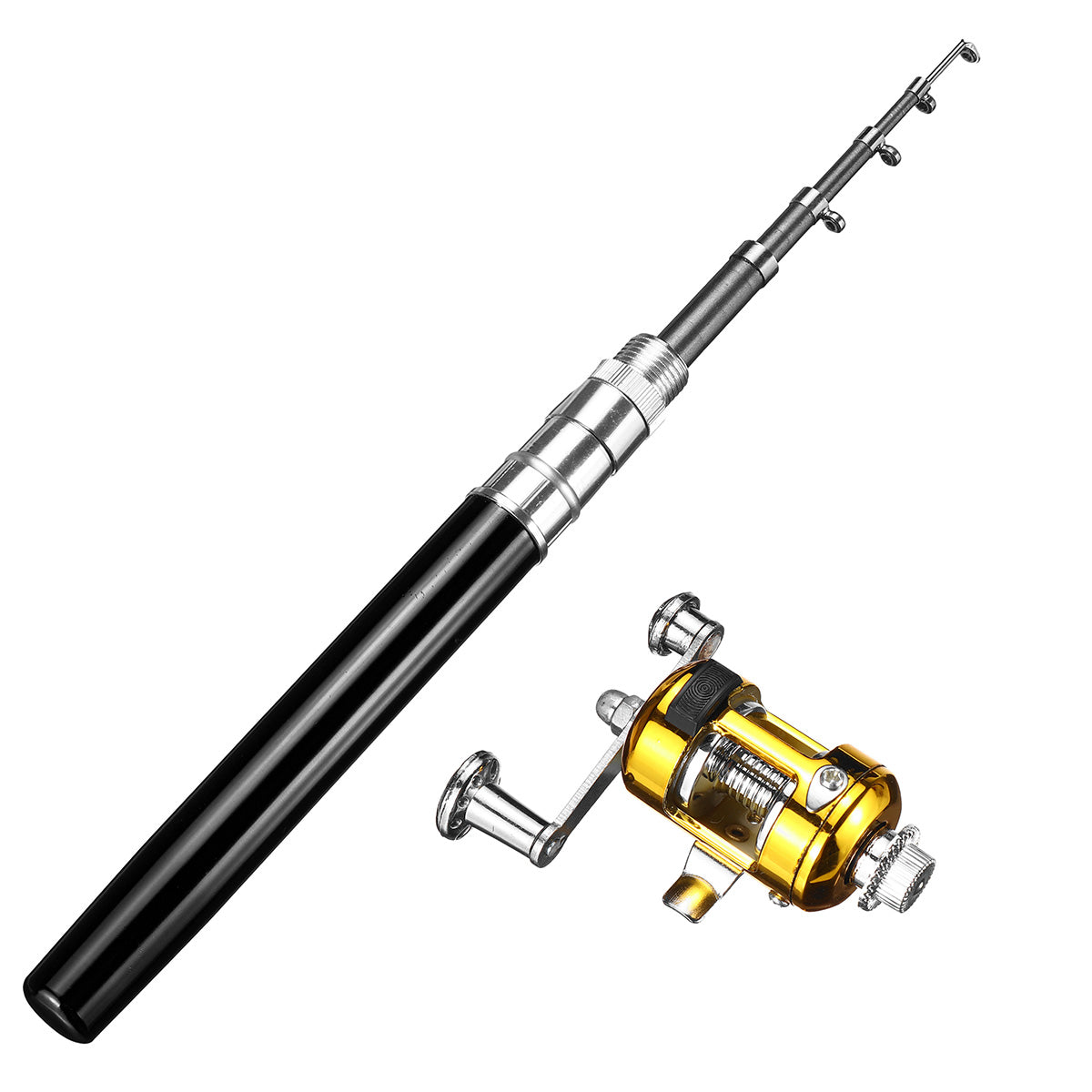 LEO Y4515 Portable Mini Telescopic Pocket Pen Fish Rod Aluminum Alloy Lightweighted Fishing Rod   Fishing Reel