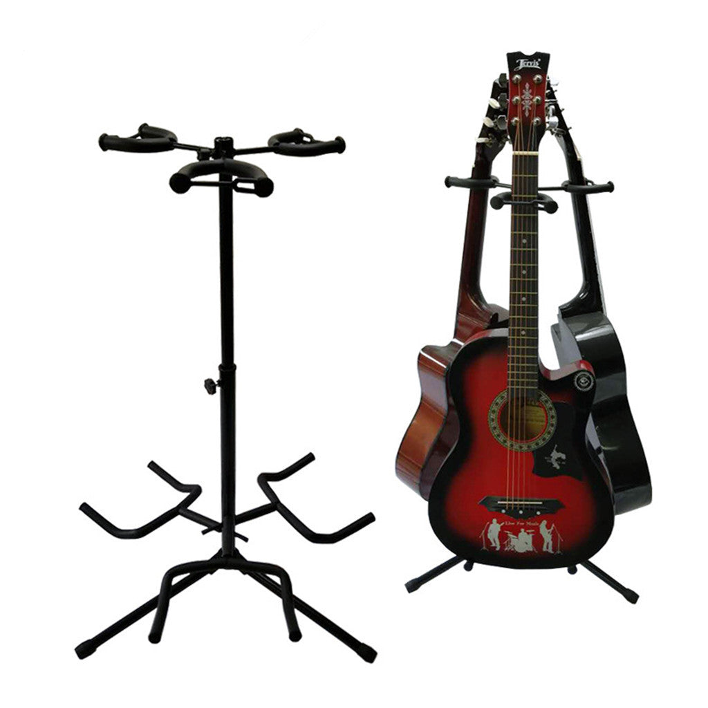 Tripod Guitar Stand Multiple Three Instrument Display Rack Folding Organizer